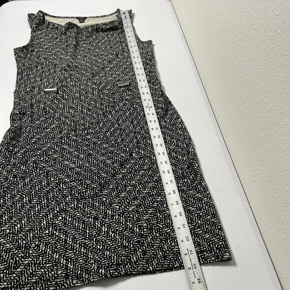 Ann Taylor Sheath Dress Petite M PM Black Tan Geometric Sleeveless Pullover - Picture 9 of 9